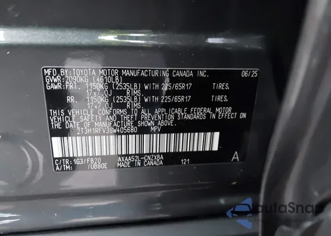 2025 Toyota Rav4 Le z USA, uszkodzony, nr VIN 2T3H1RFV3SW405680